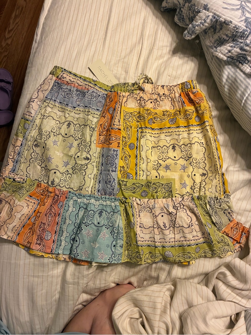 Rachel Zoe Multicolor Patchwork Bandana Print Mini Skirt Large